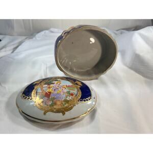 L.F. Limoges P.R.C. Fine Porcelain Trinket Box with Lid RARE Religious Vintage